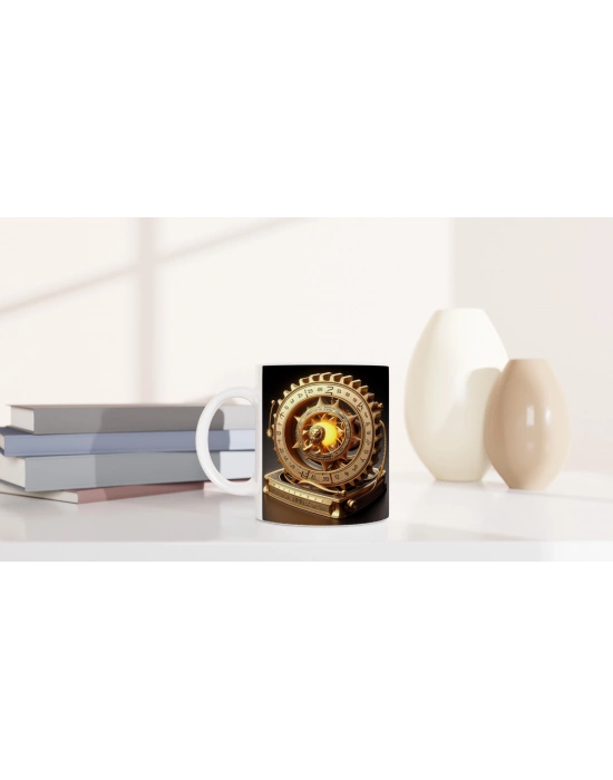 Aslan Burcu Baskılı Kahve Kupası - Zamanın Çarkları Astroloji Mekanizması Vs3