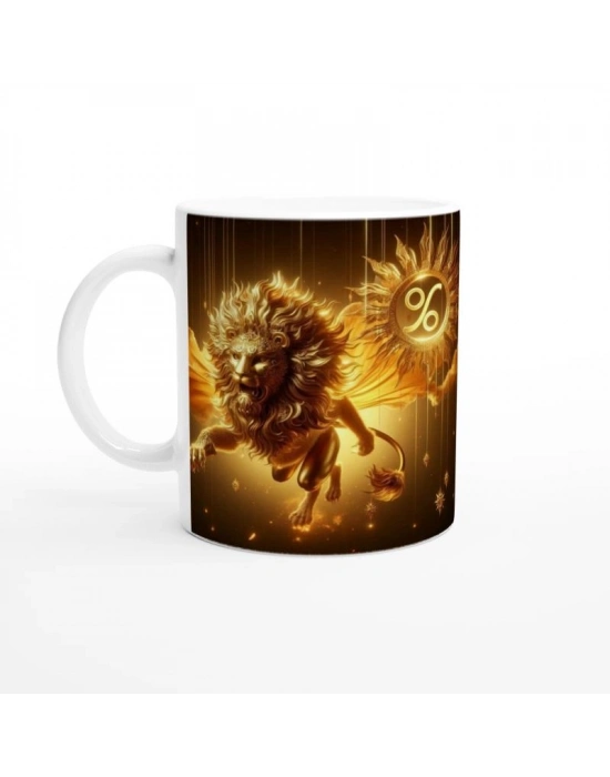 Aslan Burcu Baskılı Kahve Kupası - Zodyak Maskeli Balo Vs1