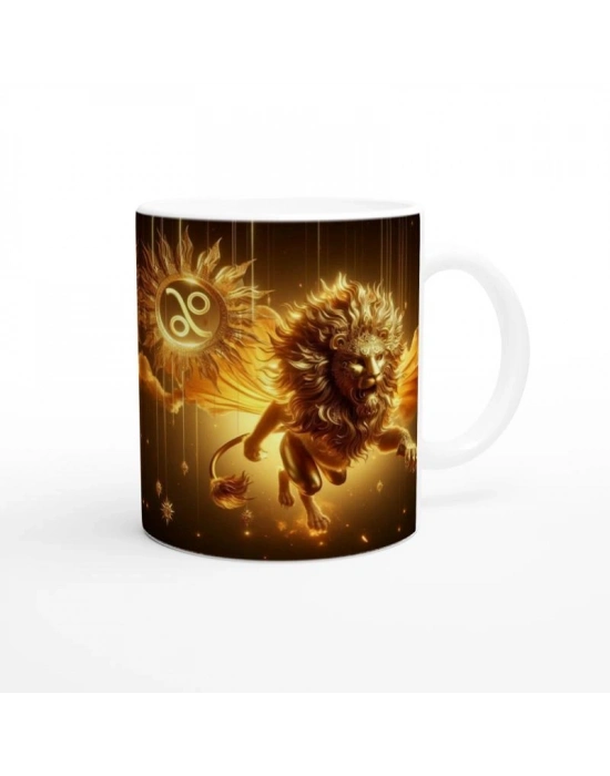 Aslan Burcu Baskılı Kahve Kupası - Zodyak Maskeli Balo Vs1