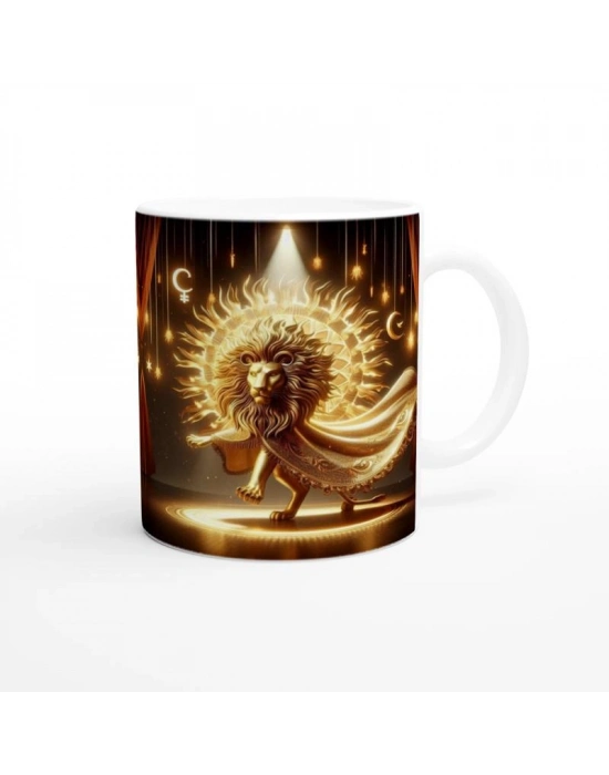 Aslan Burcu Baskılı Kahve Kupası - Zodyak Maskeli Balo Vs2