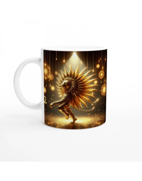 Aslan Burcu Baskılı Kahve Kupası - Zodyak Maskeli Balo Vs3