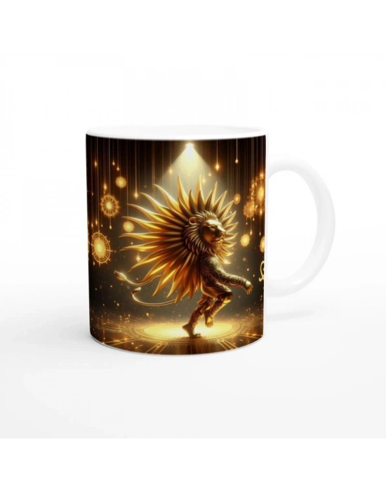 Aslan Burcu Baskılı Kahve Kupası - Zodyak Maskeli Balo Vs3