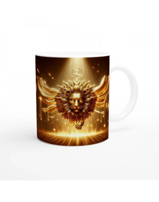 Aslan Burcu Baskılı Kahve Kupası - Zodyak Maskeli Balo Vs4