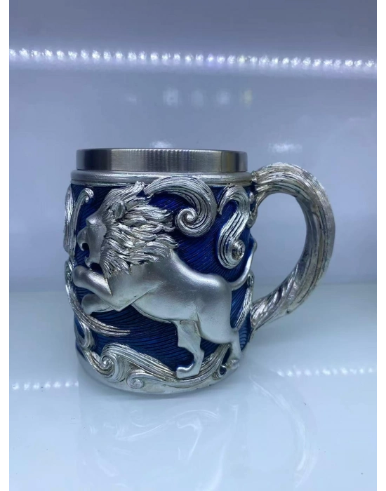 Aslan İşlemeli Çelik Kupa Bardak Kod 6974