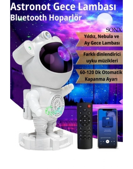 ® Astronot Bluetooth Hoparlör Bulutsusu Galax yAy Tavan Gökyüzü Projektör Zamanlayıcı Gece ası