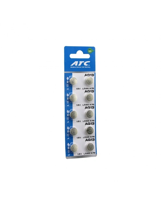 Atc Alkaline Button Battery ( Ag13 ) ( Lr-44/a76 ) ( Düğme Pil ) ( Alkalin ) ( 1.5v ) ( 10lu Kart )*400