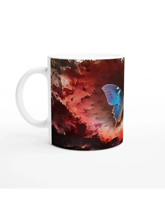 Ateş Çemberinden Doğan Mavi Kelebek Temalı Baskılı Kupa Bardak