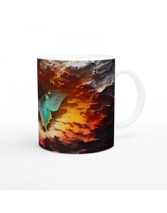 Ateş Çemberinden Doğan Mavi Kelebek Temalı Baskılı Kupa Bardak
