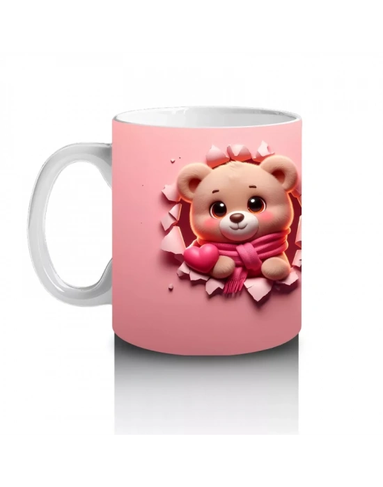 Atkılı Sevimli Ayıcık Arkadan Görünüm – Baskılı Kahve Kupası