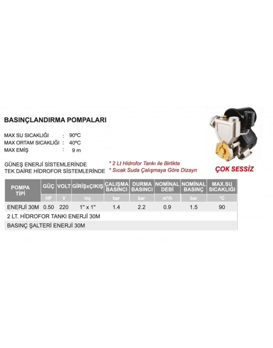 ® Atlantis ENJ40 Basınçlandırma Pompası Sıcak Su Uyumlu