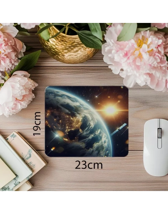 Atmosfer Işıltılı 3D Yeryüzü Mousepad - 19x23 cm 2 mm Dikdörtgen İthal Baskılı Mouse Pad