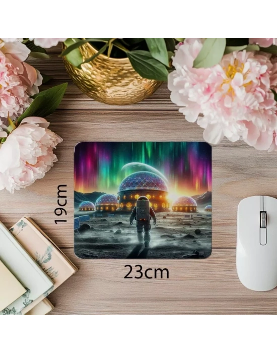 Aurora Altında Lunar Base Mousepad - 19x23 cm 2 mm Dikdörtgen İthal Baskılı Mouse Pad
