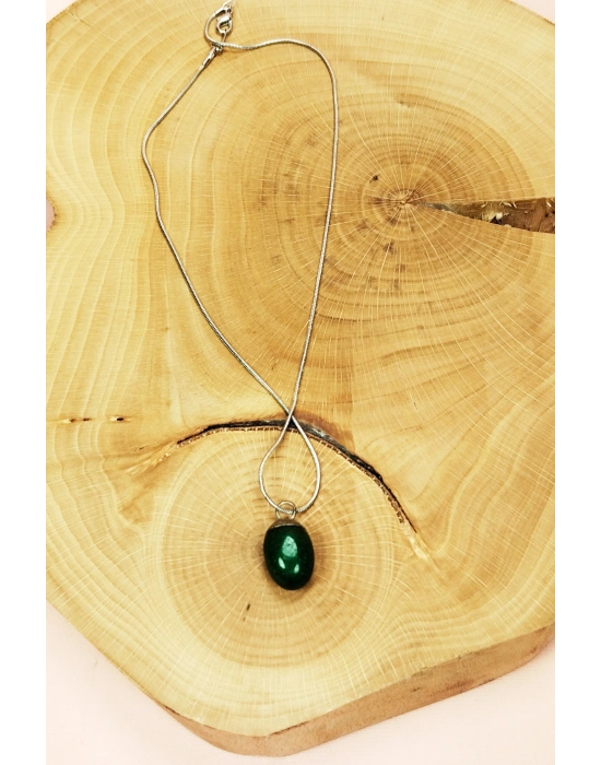 Aventurin Doğal Taşı Zincirli El Yapımı Kolye Uç: 2 cm Zincir: 20 cm Kutulu