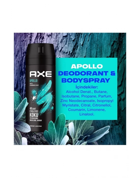 Axe Erkek Sprey Deodorant Apollo 48 Saat Etkileyici Koku Vücut Spreyi 150 ml