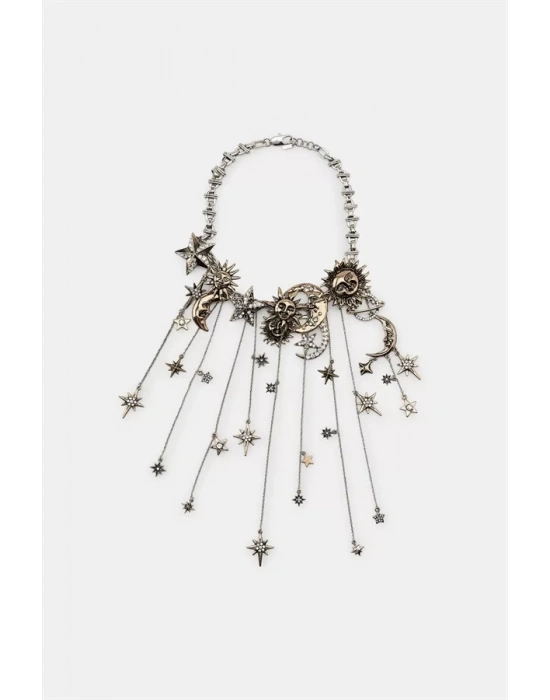 Ay ve Yıldız Uçlu Metal Kolye - Altın