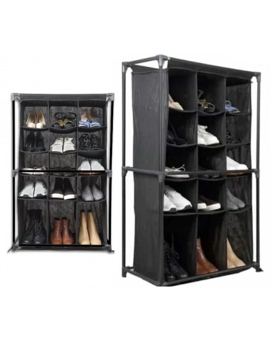 Ayakkabı Rafı - 15 Bölmeli Kumaş Ayakkabı Dolabı