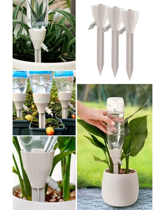®  Ayarlanabilir Akış Hızına Sahip Damlama Sulama Çivileri 3lü Otomatik Bitki Sulama Aparatı Tüm Pet Şişelere Uyumlu