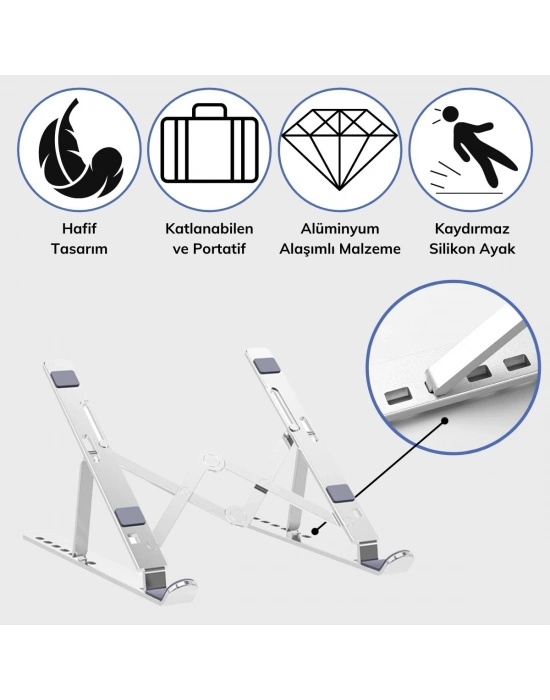 ®  Ayarlanabilir Dizüstü Destek Tabanı Tamamen Katlanabilir Taşınabilir Laptop Yükseltici