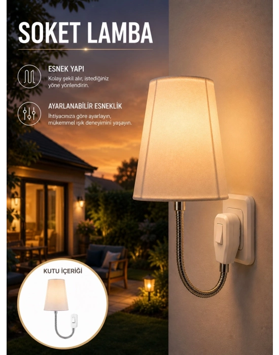 Ayarlanabilir Soket Lamba Gece Okuma Işığı