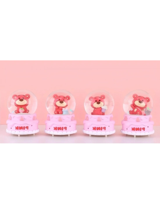 Ayıcıklı Işıklı Kar Küresi 7 Cm Alk3102