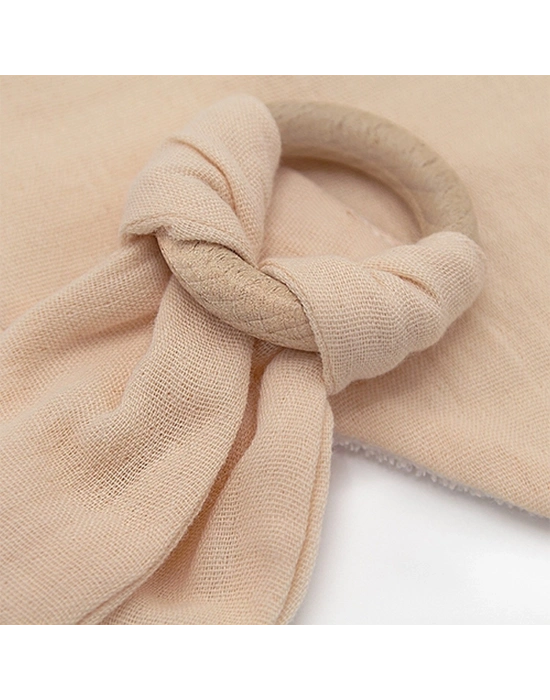 BabyJem Ahşap Diş Kaşıyıcılı Bürümcük Müslin Önlük 736 Somon