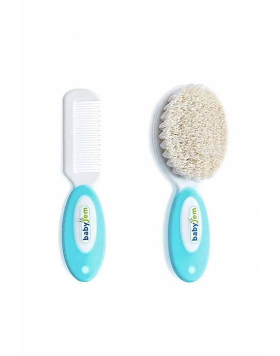 BabyJem Doğal Kıl Fırça Tarak Seti 519 Mavi