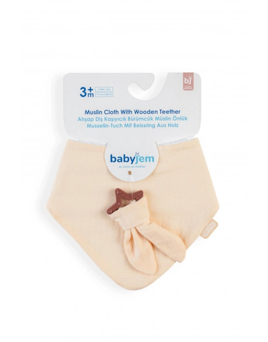BabyJem Silikon Diş Kaşıyıcılı Müslin Önlük 736 Somon