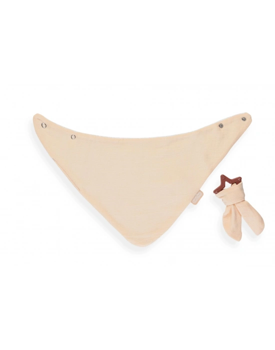 BabyJem Silikon Diş Kaşıyıcılı Müslin Önlük 736 Somon