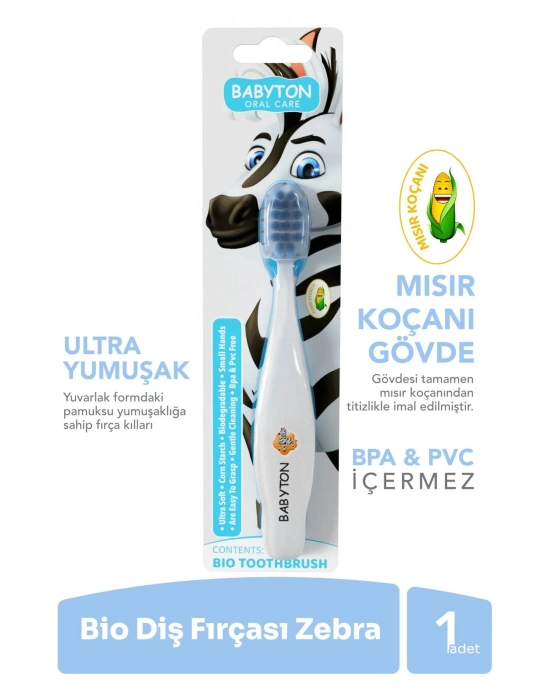 Babyton Bio Ultra Yumuşak Çocuk Diş Fırçası Zebra