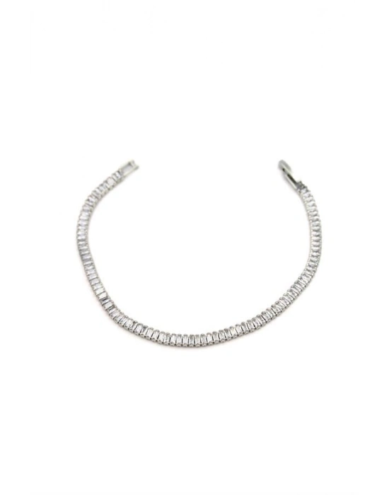 Baget Taşlı Bileklik - Gümüş