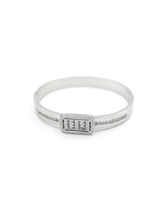 Baget Taşlı Bilezik - Gümüş