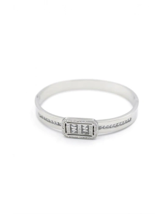 Baget Taşlı Bilezik - Gümüş