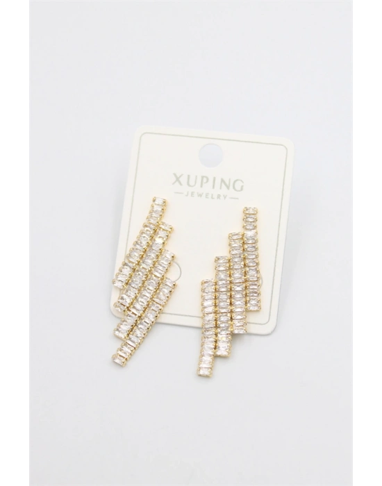 Baget Taşlı Küpe - Altın