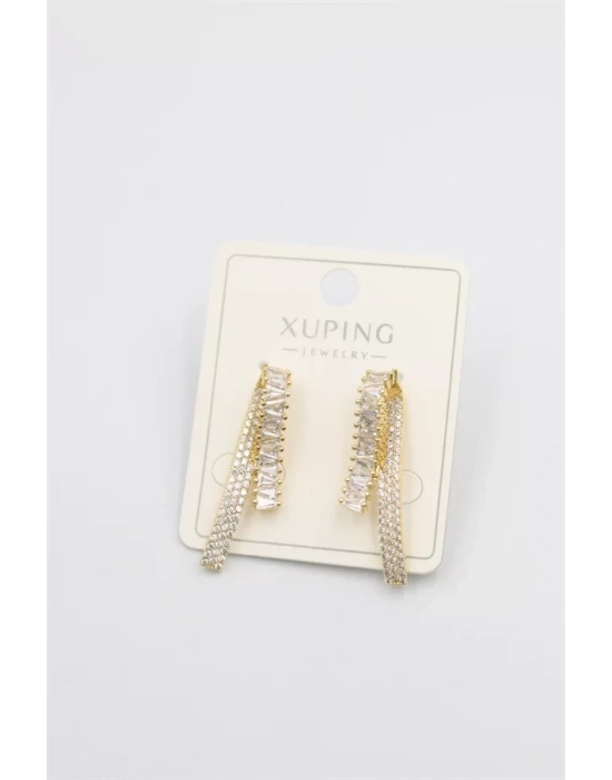 Baget Taşlı Küpe - Altın