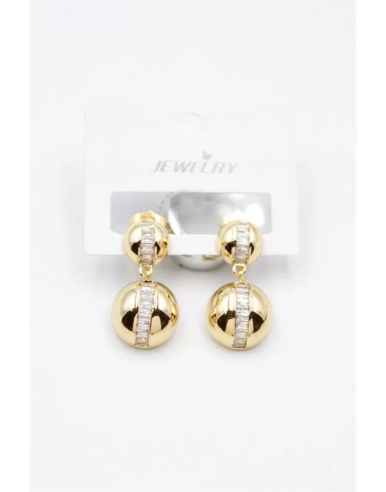 Baget Taşlı Küpe - Altın