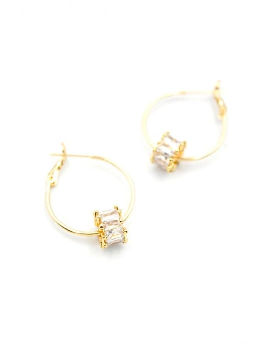 Baget Taşlı Küpe - Altın