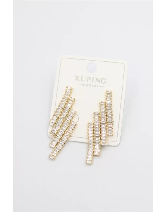 Baget Taşlı Küpe - Altın