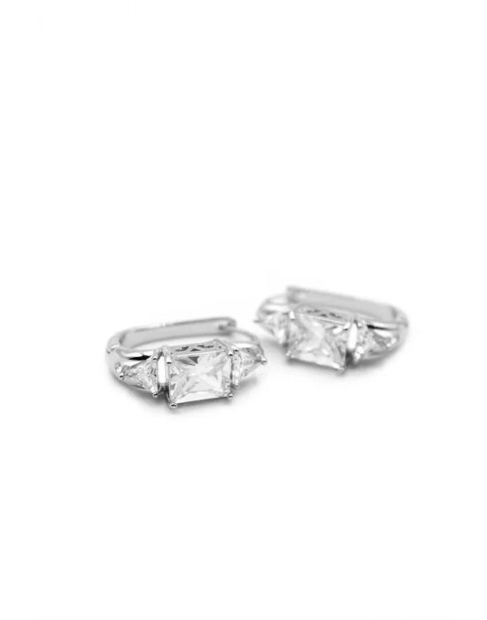 Baget Taşlı Küpe - Gümüş