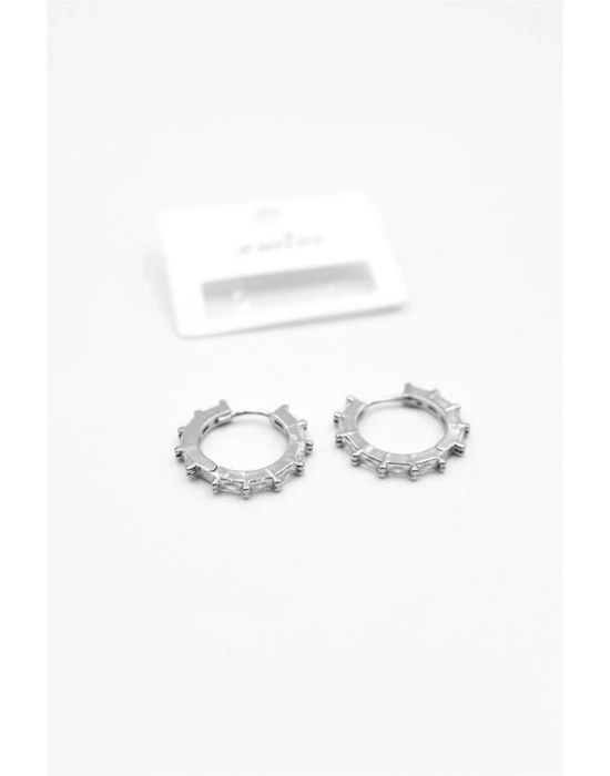 Baget Taşlı Küpe - Gümüş