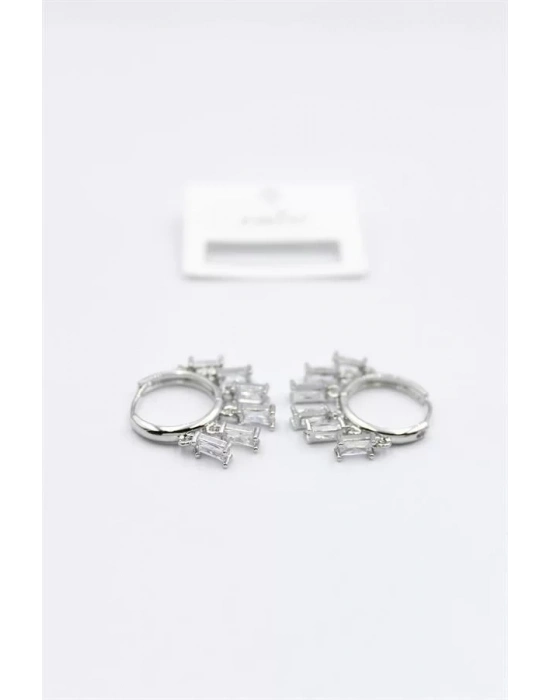 Baget Taşlı Shakira Küpe - Gümüş