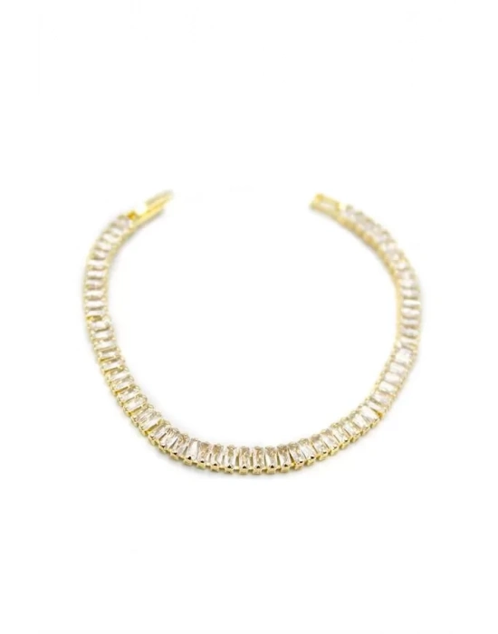 Baget Taşlı Su Yolu Bileklik - Altın