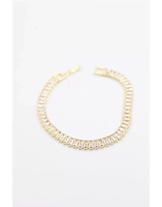 Baget Taşlı Su Yolu Bileklik - Altın