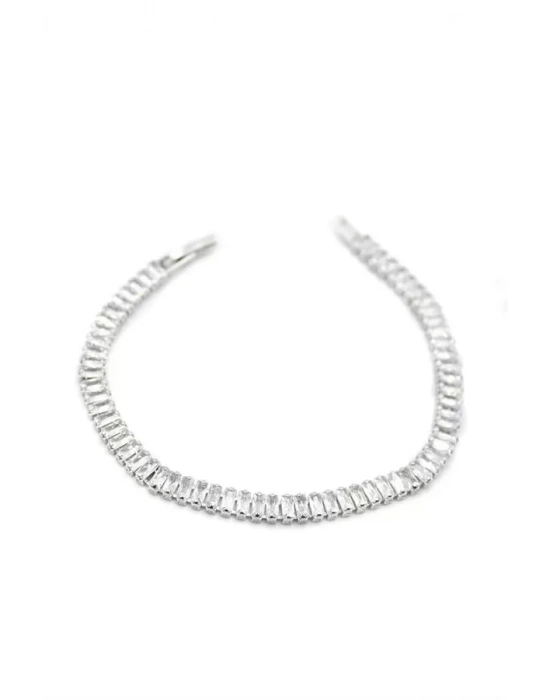 Baget Taşlı Su Yolu Bileklik - Gümüş