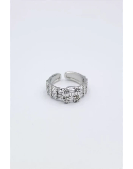 Baget Taşlı Yüzük - Gümüş