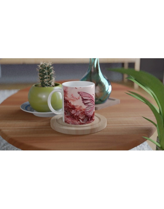 Baharın Kalbinde Yükselen Dev Kelebek Temalı Baskılı Kupa Bardak