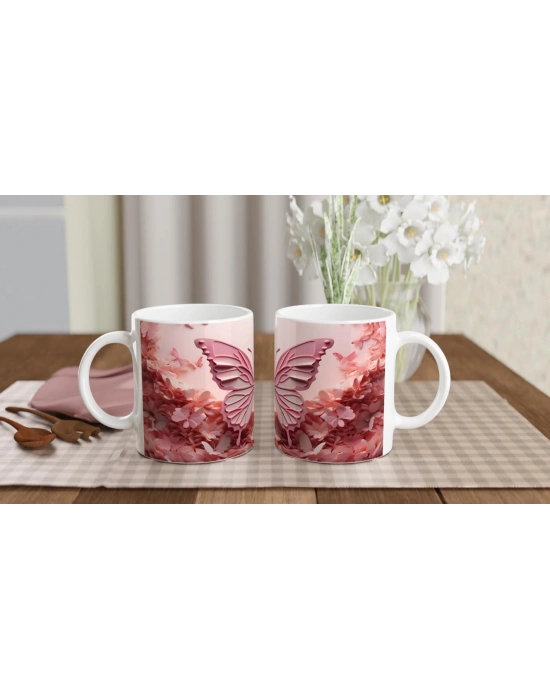 Baharın Kalbinde Yükselen Dev Kelebek Temalı Baskılı Kupa Bardak