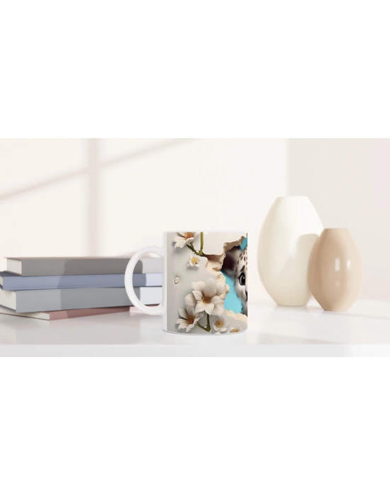 Baharın Masum Yüzü Kar Leoparı Yavrusu Temalı Baskılı Kupa Bardak