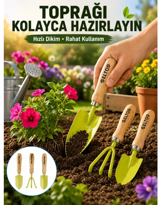 Bahçe El Aletleri Seti Toprak Düzenleme ve Dikim Aparatı