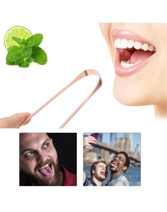 ®  Bakır Oil Pulling Yağ Çekme Dil Plak Temizleme Aleti Dil Fırçası Sıyırıcı Dil Kaşığı