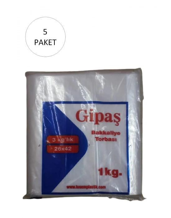 Bakkaliye Naylon Torba 3kg lık 26x42 cm 5 Paket (Takriben 825 Adet)